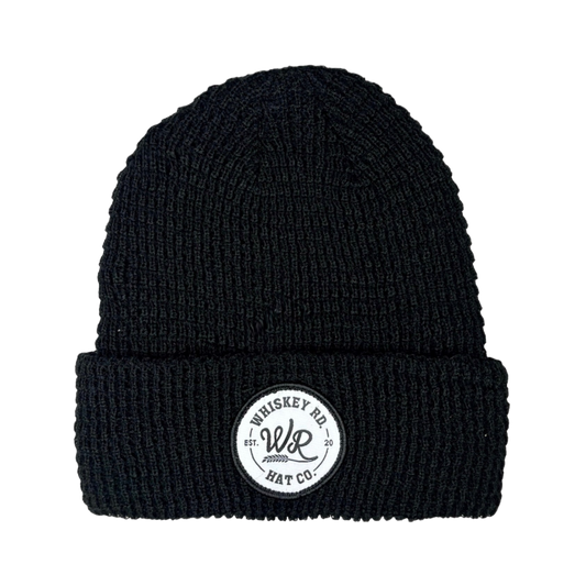 Black Waffle Cut Toque - Whiskey Road Hat Company