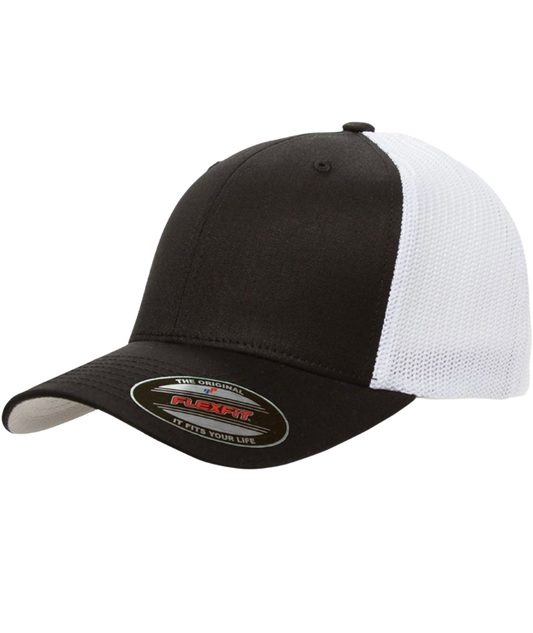 Black/White Flexfit Mesh Back - Whiskey Road Hat Company