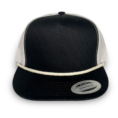 Black/White Trucker Snapback - Whiskey Road Hat Company